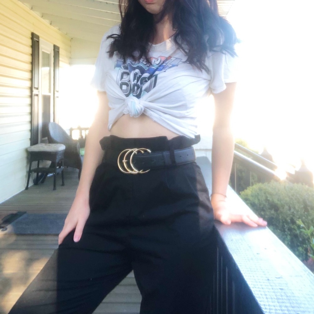 American Threads Black Paper Bag Pants